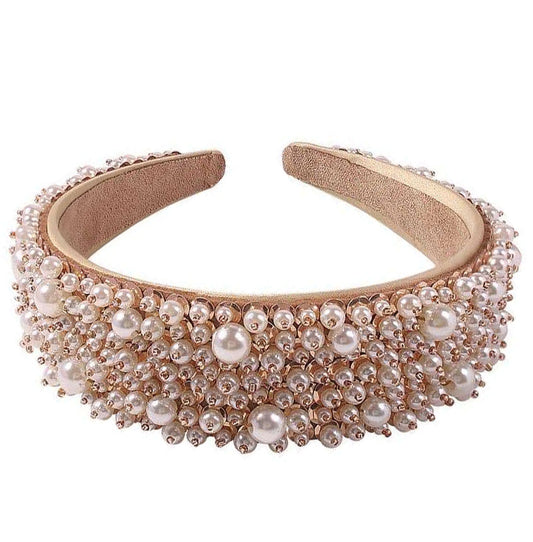 AXESSI - Wide Pearl Rose Gold Cluster Headband